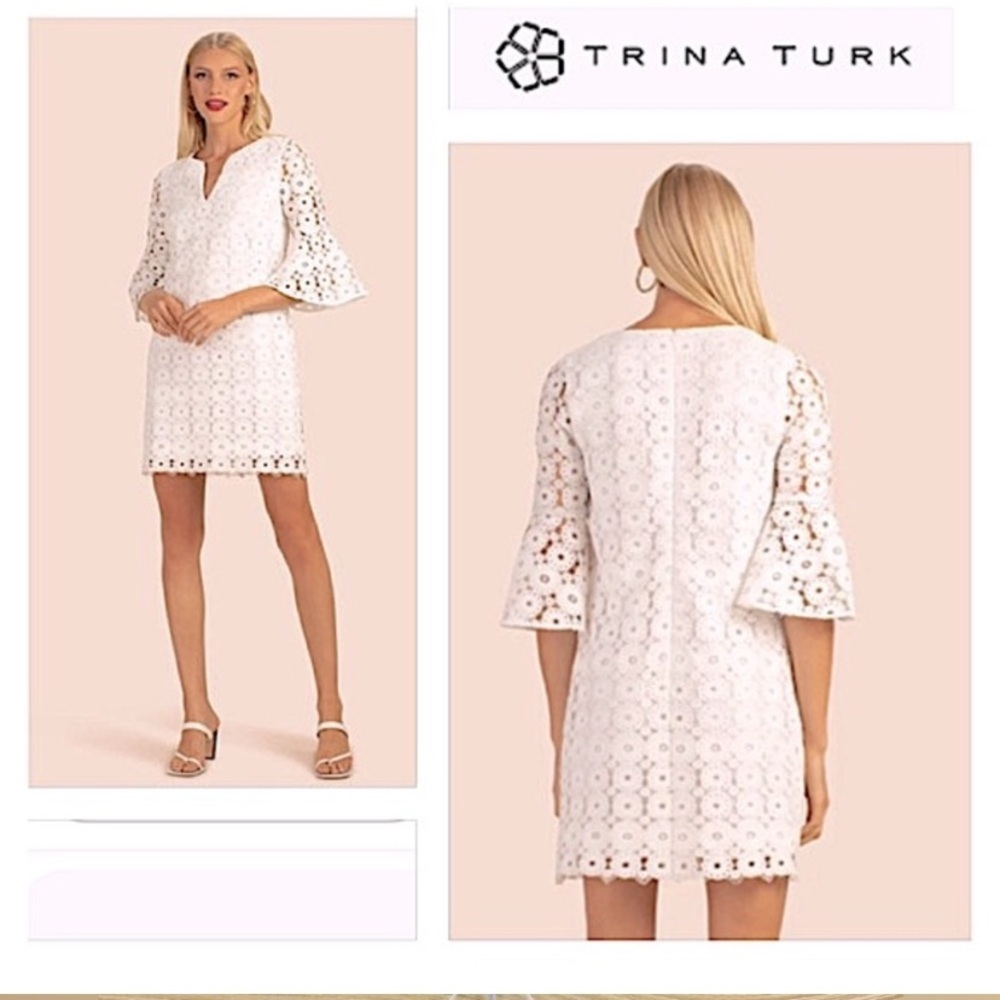 Trina Turk White Cream Bell Sleeve Sundress